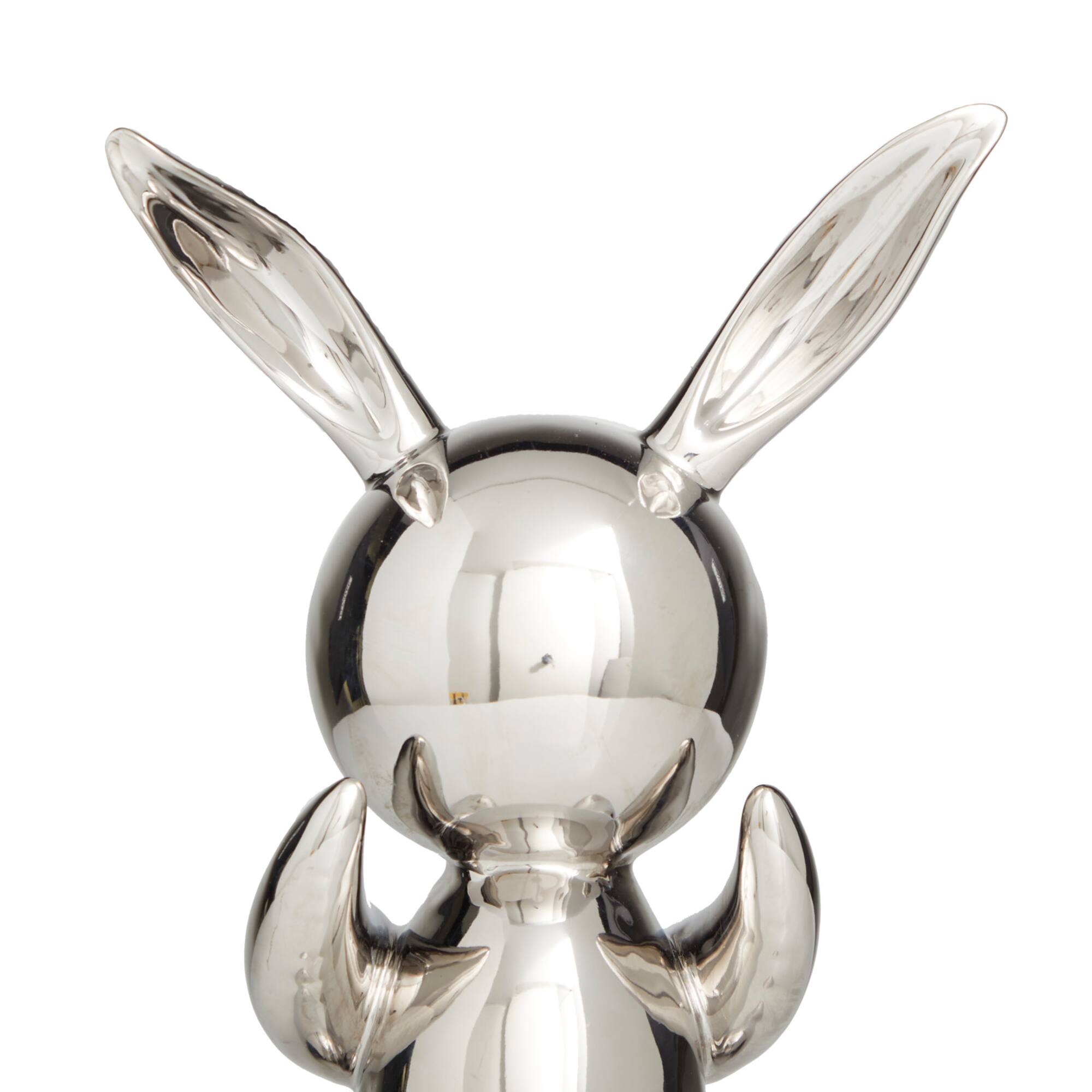Set of 2 Silver Porcelain Contemporary Sculpture, 12" x 7" x 4"